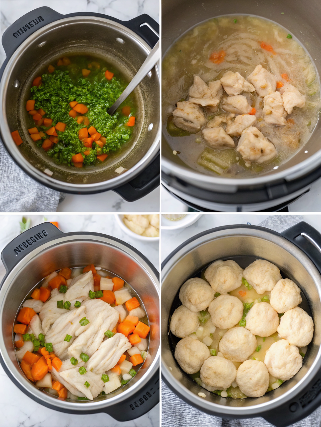 instant pot chicken and dumplings preparing steps