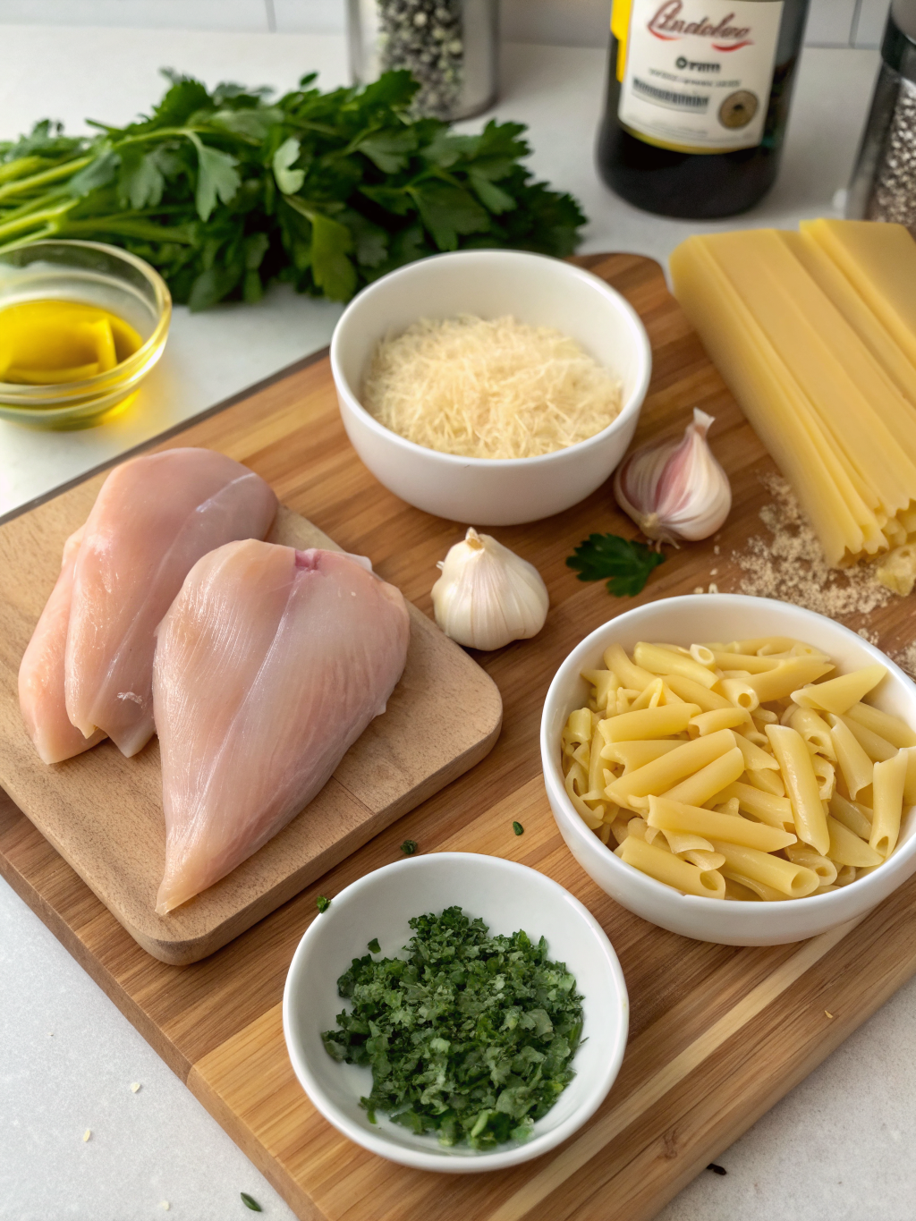 Garlic Parmesan Chicken Pasta Recipe ingredients