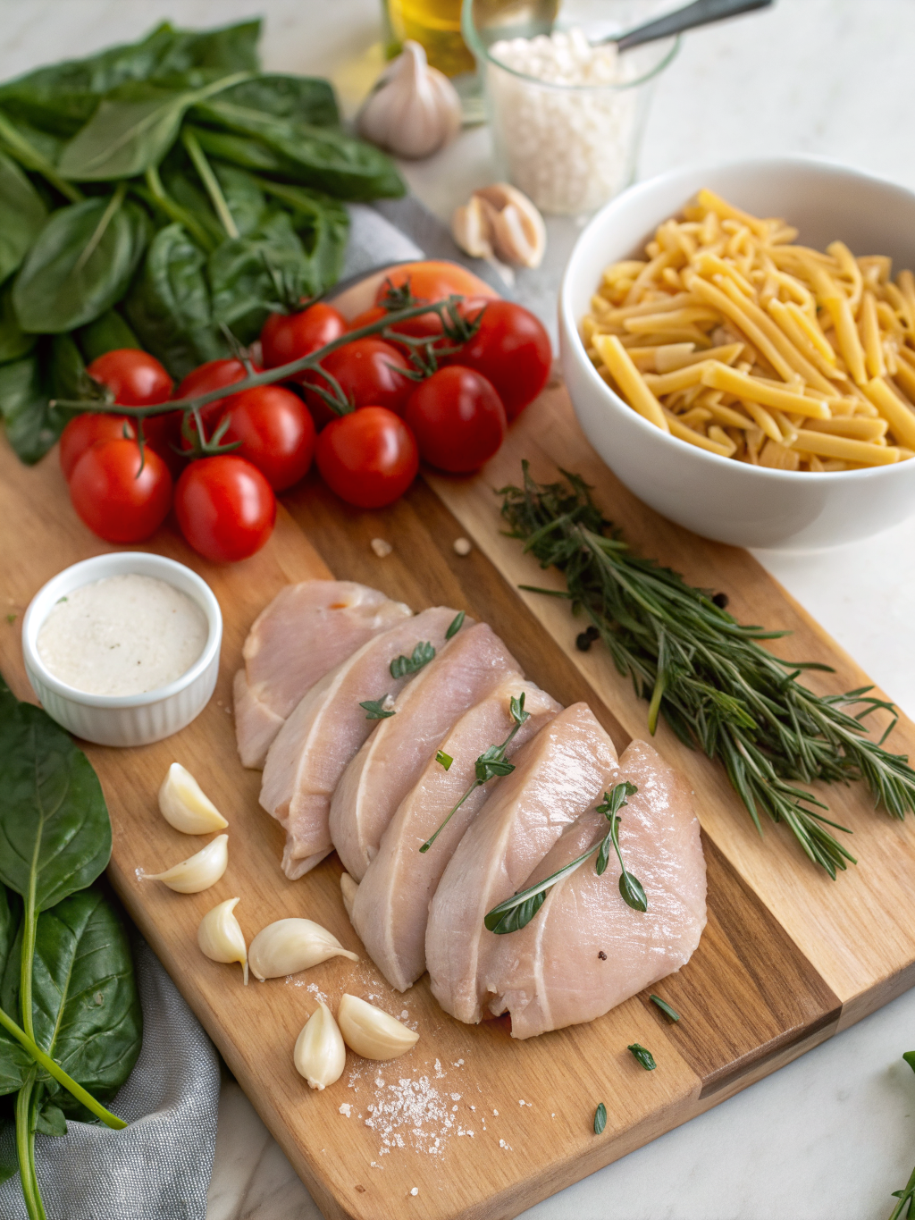 creamy tuscan chicken pasta ingredients